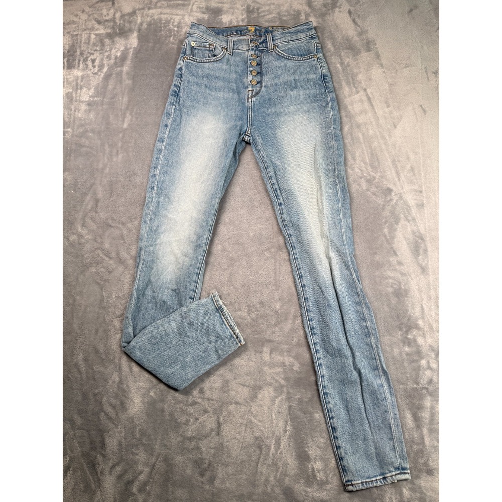 7 For All Mankind The High Waist Jeans Women 26 Blue Cotton Stretch Denim Skinny